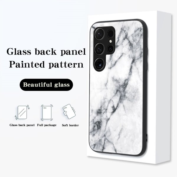 SKALO Samsung S24 Ultra Marmor hærdet glas TPU Cover - #3 Multicolor
