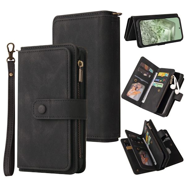SKALO Google Pixel 8a Big Wallet 17-RUM Pungetui - Sort Black