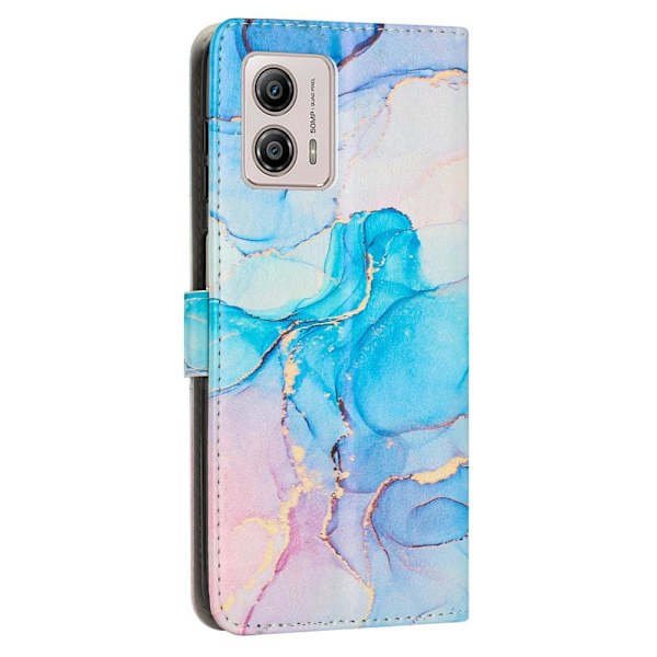 SKALO Motorola Moto G23 4G Marmori 3D Lompakkokotelo Turquoise