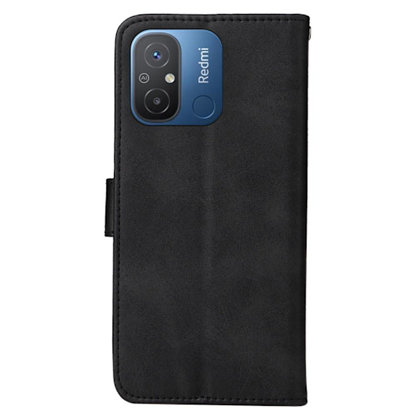 SKALO Xiaomi Redmi 12C 4G Flip Cover m. pung i PU-læder - Sort Black