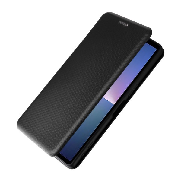 SKALO Sony Xperia 5 V Carbon Fiber Pungetui - Sort Black