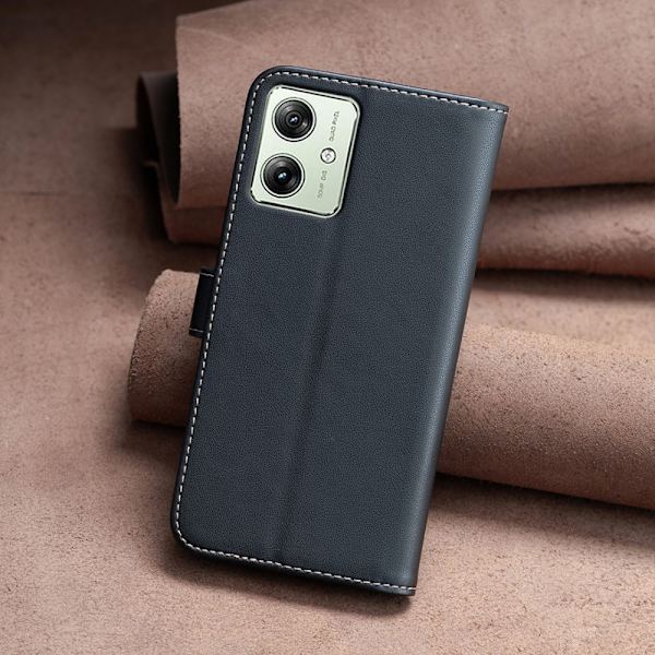 Motorola Moto G54 5G BINFEN COLOR Kohokuvioitu Lompakkokotelo - Musta Black