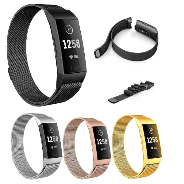 SKALO Milanese Loop til Fitbit Charge 3/4 - Vælg farve Gold