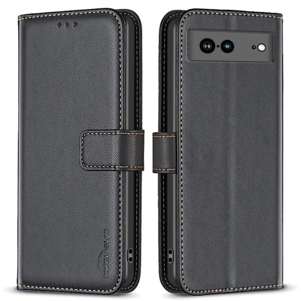 Google Pixel 7a BINFEN COLOR Præget Flip Cover - Sort Black