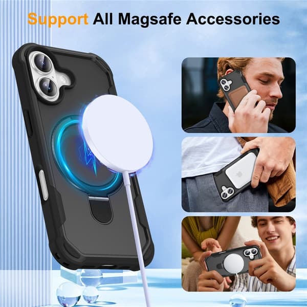 SKALO iPhone 17 Armor Ring Cover - Sort Black