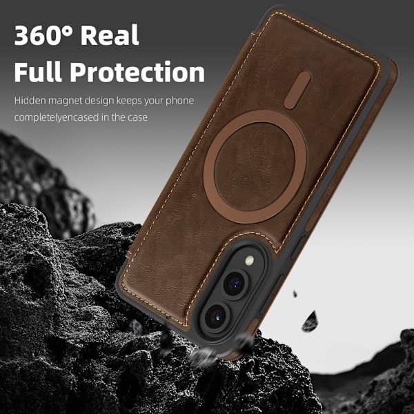 SKALO Samsung S25 Edge Slim Lompakkokotelo - Tummanruskea Dark brown