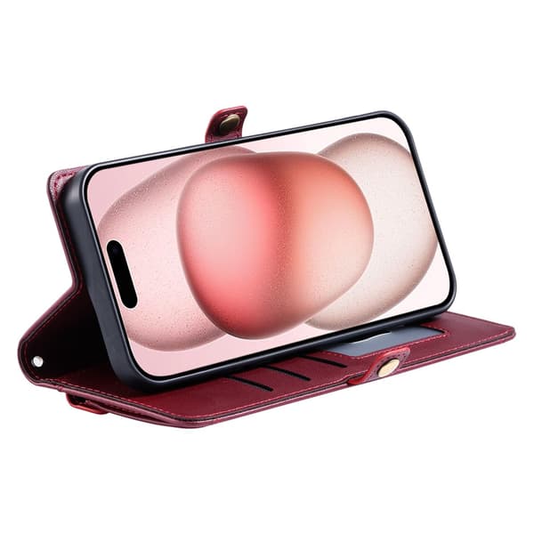 SKALO PU-Läder Envelope Plånboksfodral för iPhone 18 Pro Max - Röd Röd