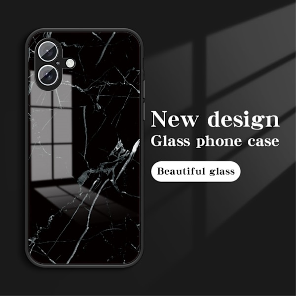 SKALO iPhone 16 Plus Marmor Härdat Glas TPU-skal - Motiv 3 multifärg