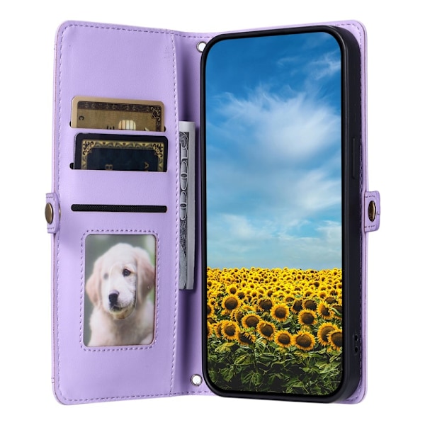 SKALO Samsung S25 Edge PU-Nahkakuori Lompakkokotelo - Violetti Purple