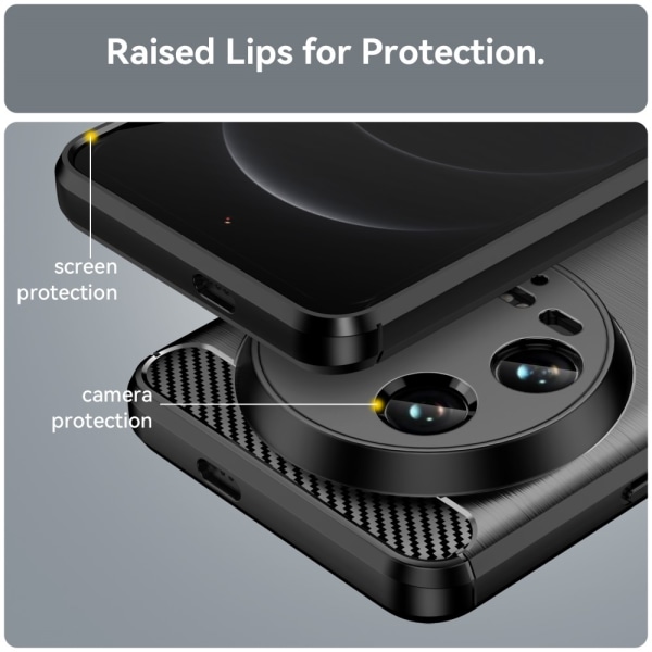 SKALO Xiaomi 14 Ultra 5G Armor Carbon Iskunkestävä TPU suojakuori - Valitse väri Black