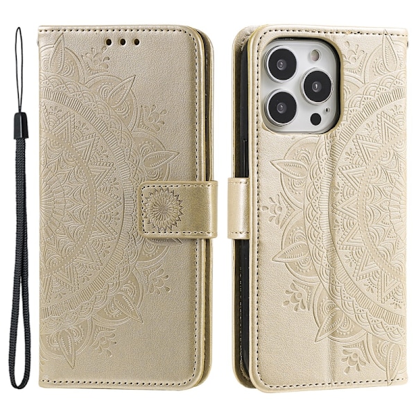 SKALO iPhone 16 Pro Mandala Plånboksfodral - Guld Guld