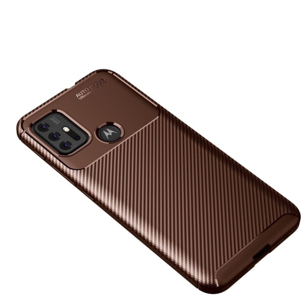 SKALO Moto G30 Carbon Fiber TPU Taske - Brun Brown