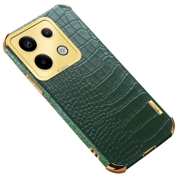 SKALO Xiaomi Redmi Note 13 Pro 5G Krokodil Guldkant Skal - Grön Grön