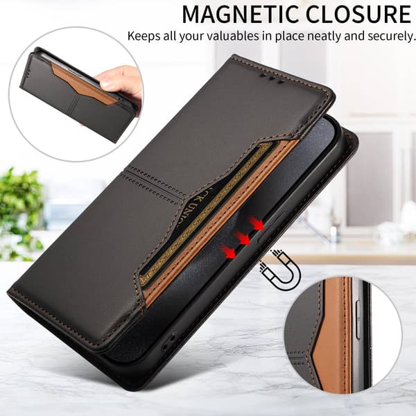 SKALO PU-Læder Flip Cover til iPhone 18 Pro Max - Sort Black