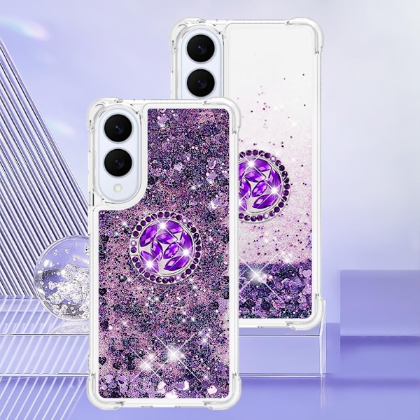 SKALO Samsung S25 Edge Kvicksand Glitter Ring Skal - Lila Lila