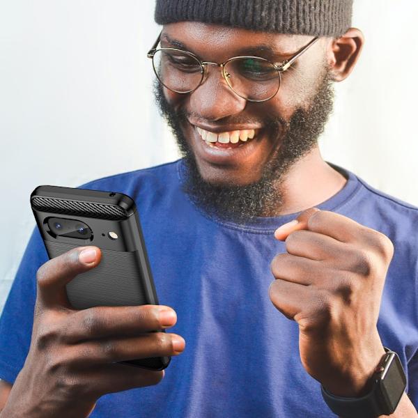 SKALO Google Pixel 8 Armor Carbon Stöttåligt TPU-skal - Fler färger Svart