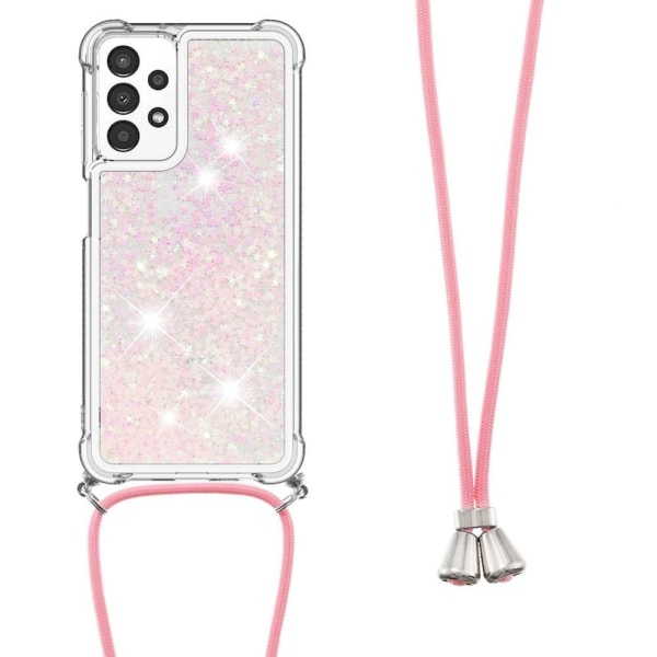 SKALO Samsung A13 4G Juoksuhiekka Glitter Mobile kaulapanta - Pi Pink