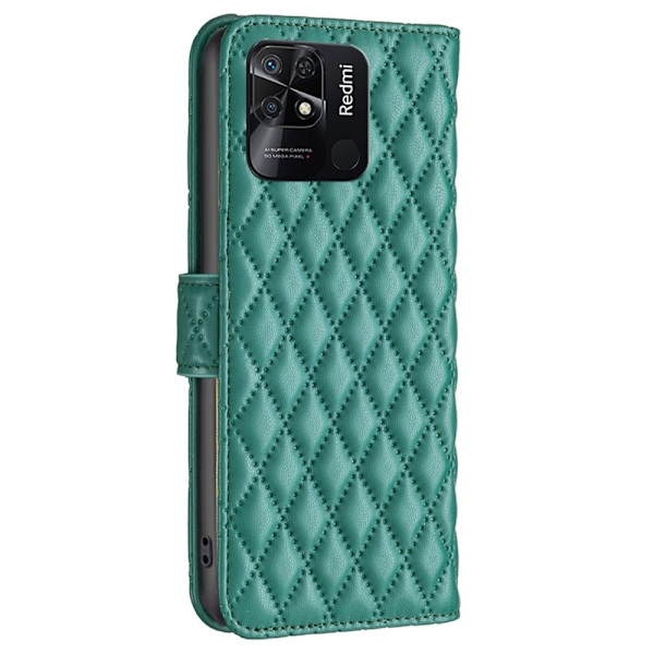 SKALO Xiaomi Redmi 10C BINFEN COLOR Quiltat Plånbok - Grön Grön