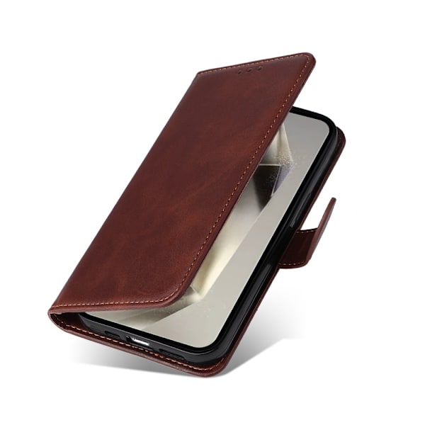 SKALO Samsung S25 Ultra PU-læder Flip Cover - Vælg farve Brown