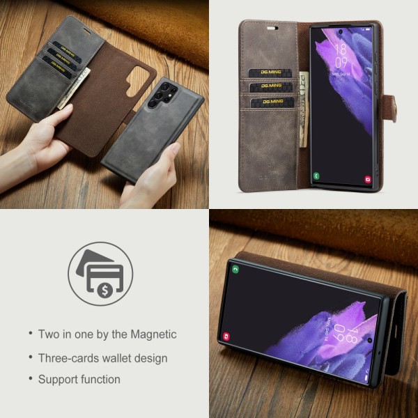 DG MING Samsung S24 Ultra 2-i-1 Magnet Plånboksfodral - Grå grå