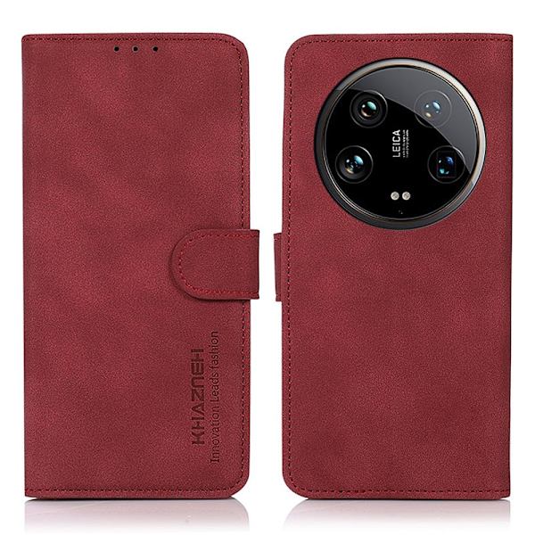 SKALO Xiaomi 14 Ultra 5G KHAZNEH Lompakkokotelo PU-nahasta - Punainen Red