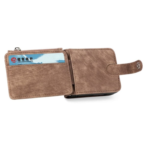 SKALO Samsung Z Flip5 PU-læder Cover med Pung - Brun Brown