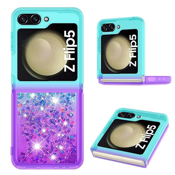 SKALO Samsung Z Flip5 Kvicksand Glitter Hjärtan TPU-skal - Turko multifärg