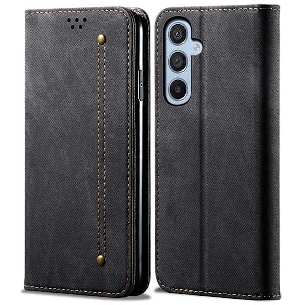SKALO Samsung S25+ Jeans Lompakkokotelo - Musta Black