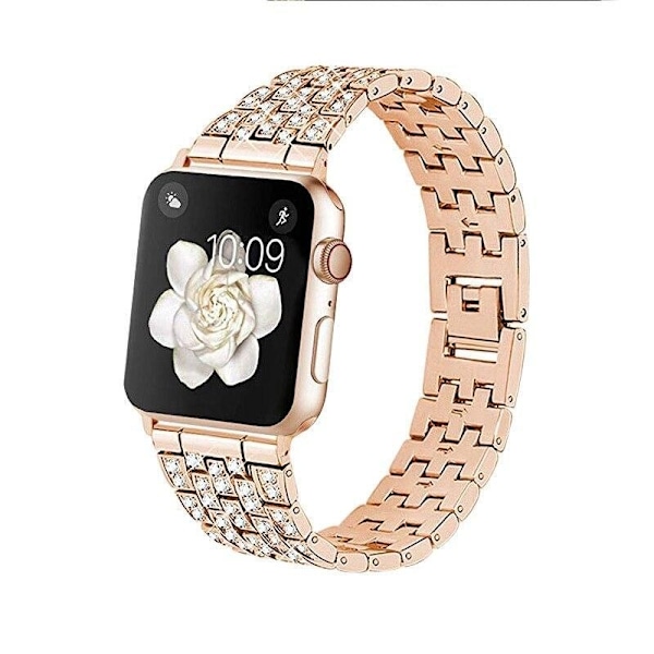 SKALO Teräsranneke Bling Apple Watch Series 7-9 45mm - Valitse väri Pink