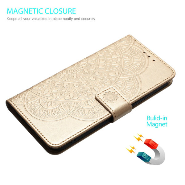 SKALO Xiaomi Redmi Note 13 Pro 5G Mandala Plånboksfodral - Guld Guld