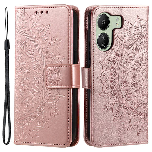 SKALO Xiaomi Redmi 13C 4G Mandala Plånboksfodral - Roséguld Rosa guld