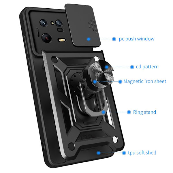 SKALO Xiaomi 13 Pro 5G Armor hybridi metallirengas kameran liukusäädin - - Punainen Red