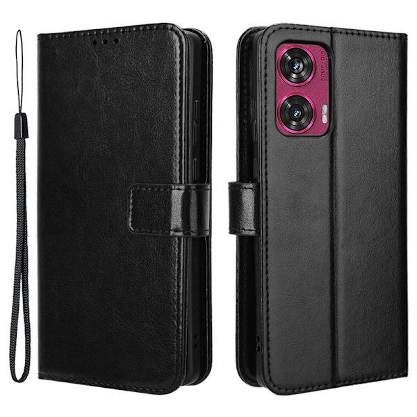 SKALO Motorola Edge 50 Fusion PU-læder Pungetui - Vælg farve Black