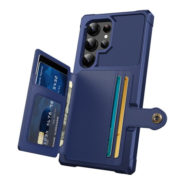 SKALO Samsung S24 Ultra Stöttåligt Skal med Plånbok - Blå Blå