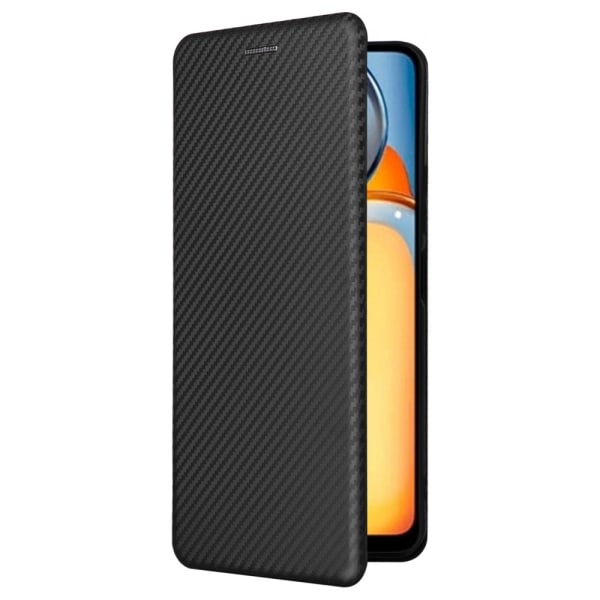 SKALO Xiaomi Redmi 13C 4G Carbon Fiber Plånboksfodral - Svart Svart