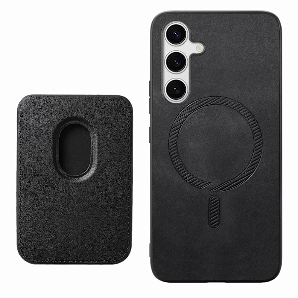 SKALO Samsung S25 2-i-1 PU-læder cover+Kortholder Cover - Sort Black