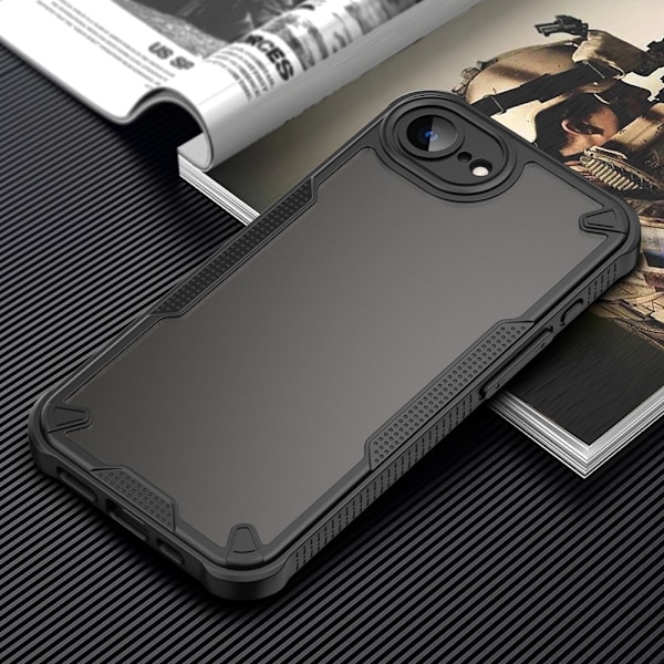 SKALO iPhone 16e Armor Hybrid Frosted Suojakuori - Musta Black