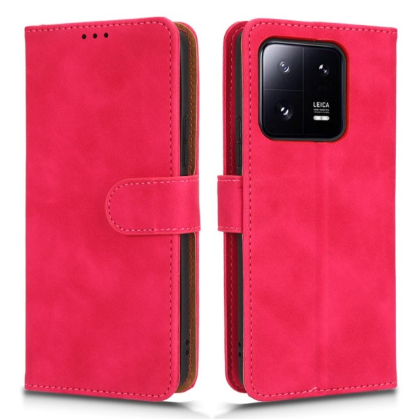 SKALO Xiaomi 13 Pro 5G Matt PU-Läder Plånboksfodral - Cerise Cerise