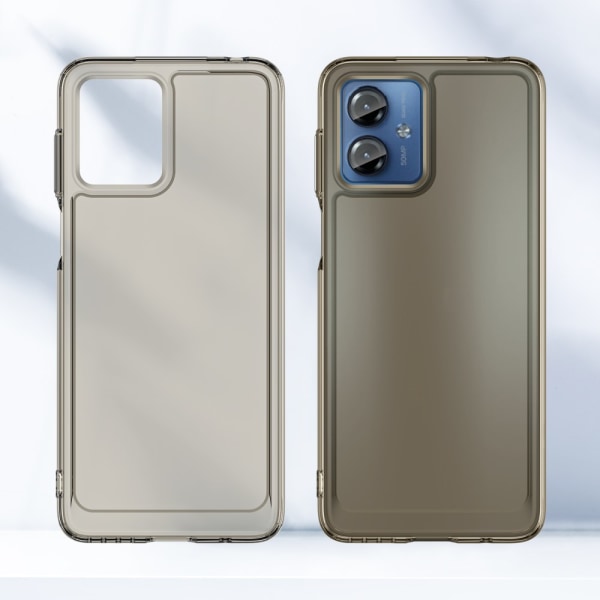 SKALO Motorola Moto G14 Transparent TPU Metalknappar Skal - Grå grå