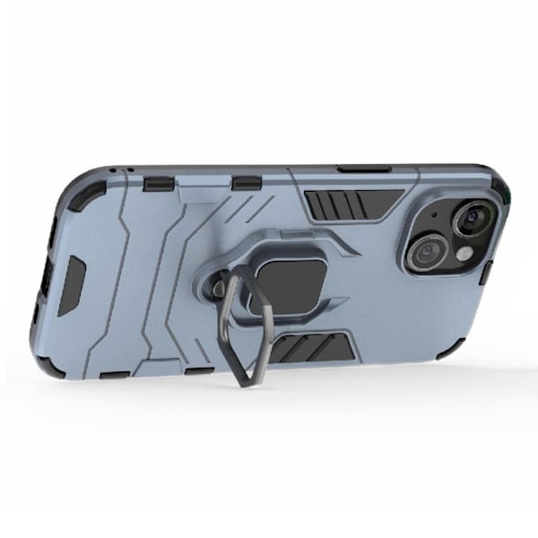 SKALO iPhone 15 Armor Hybrid metal ring cover - Blå Blue