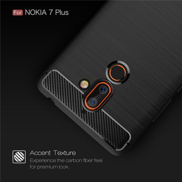 Stødsikker Armour Carbon TPU cover Nokia 7 Plus - flere farver Grey