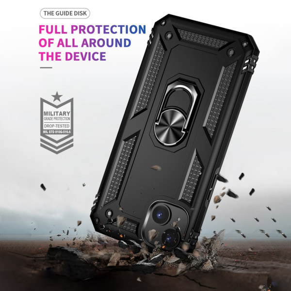 SKALO iPhone 15 Plus Armor Hybrid Metallring skal - Svart Svart
