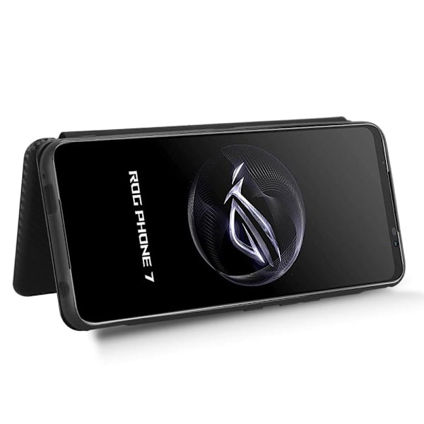 SKALO Asus ROG Phone 7 5G Carbon Fiber Pungetui - Sort Black