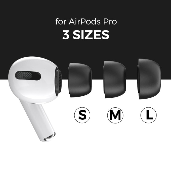 AHASTYLE AirPods Pro 1/2 Ørepropper med Memory Foam Sort - Large Black