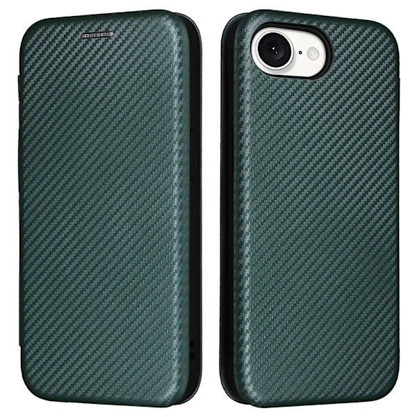 SKALO iPhone 16e Carbon Fiber Flip Cover - Grøn Green