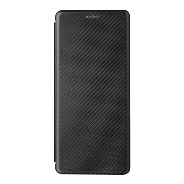 SKALO Sony Xperia 1 V Carbon Fiber Lompakkokotelo - Musta Black