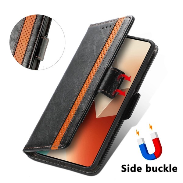 SKALO Xiaomi Redmi Note 13 5G CASENEO 002 Series Premium PU-nahkalompakko - Musta Black