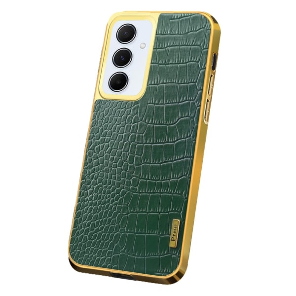 SKALO Samsung A55 5G Krokodil Guldkant Skal - Grön Grön