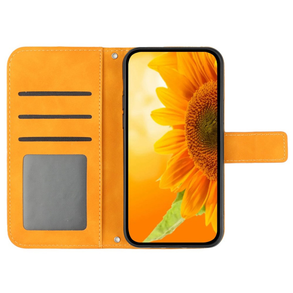 SKALO Motorola Edge 40 Neo 5G Embossed Flower Plånboksfodral i PU-Läder - Ljusbrun Ljusbrun