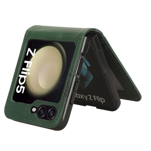 SKALO Samsung Z Flip5 PU-Läder Korthållare Skal - Grön Grön
